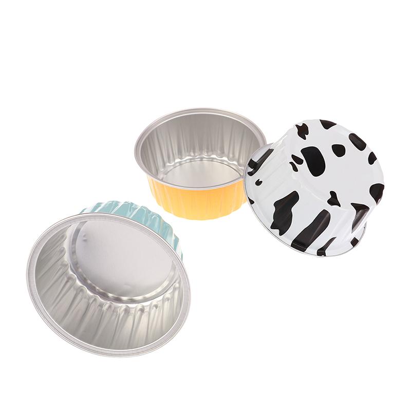 10Pcs Reusable Round Aluminum Foil Tin Cup Pudding Cake Molds Baking Tools