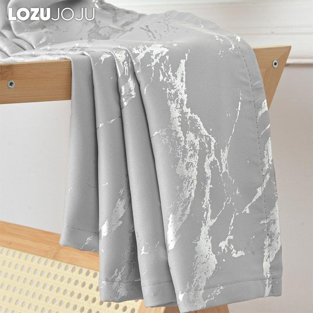 1PC LOZUJOJU 80% Blackout Fashionable and Minimalist Curtains with Silver and Marble Texture for Living Room Bedroom Balcony Window Home Decor