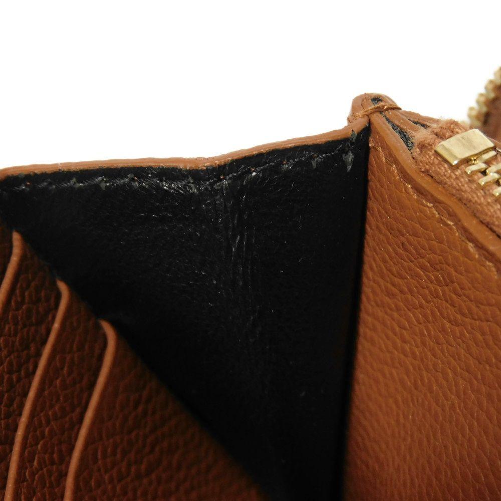 Used YSL Full Zip Wallet 9921 414680 B680J 6309 7940 Calfskin Brown Zip Around Logo Foil Stamp Brick Unisex from Japan