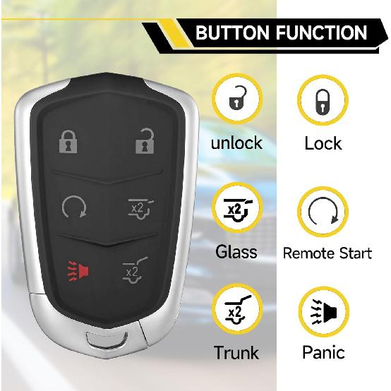 Smart Key Fob Replacement Fits for Cadillac Escalade 2016 2017 2018   Cadillac ESV 2015- Proximity Car Keyless Entry Remote Control 315Mhz HYQ2AB