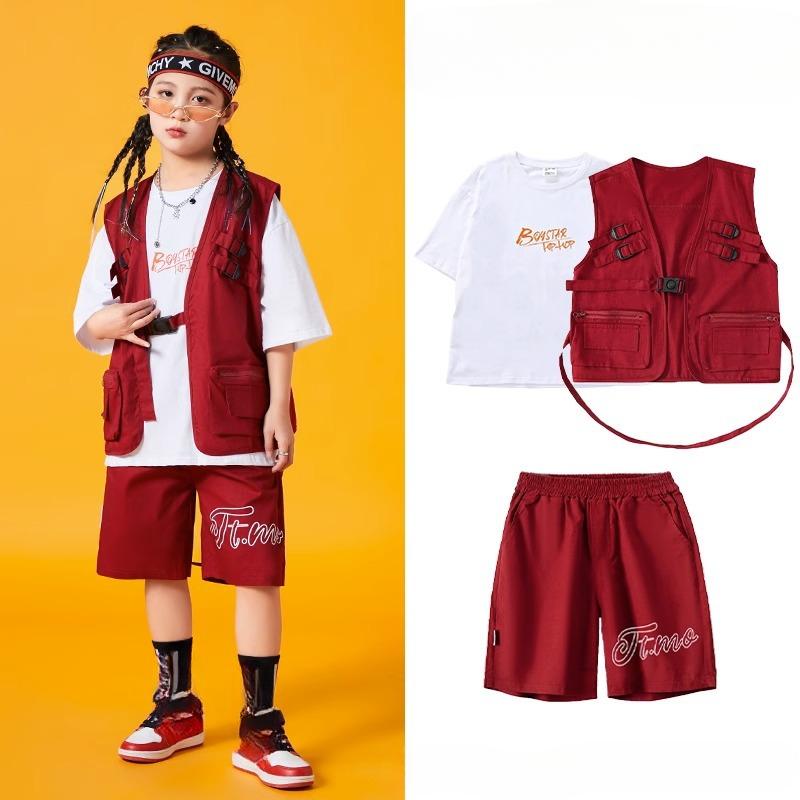 

Детский костюм из трех частей: жилет + топ + брюки для мальчика, костюм с длинными рукавами и длинными брюками для девочки 160cm