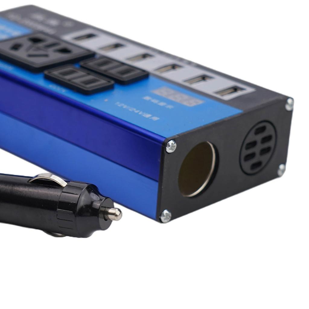 Car Converter Power Inverter 12V/24V To 110V/220V 1500W High Efficiency with 6 Ports Chargers For Vehicles And Trucks