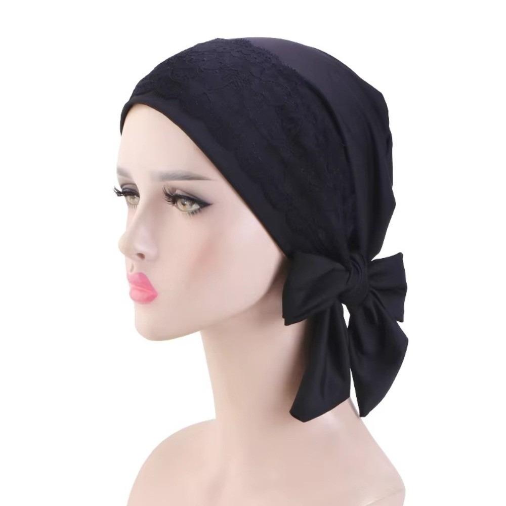 Long Tail Headscarf Hat Solid Color Hijab Caps Fashion Chemo Hat for Women