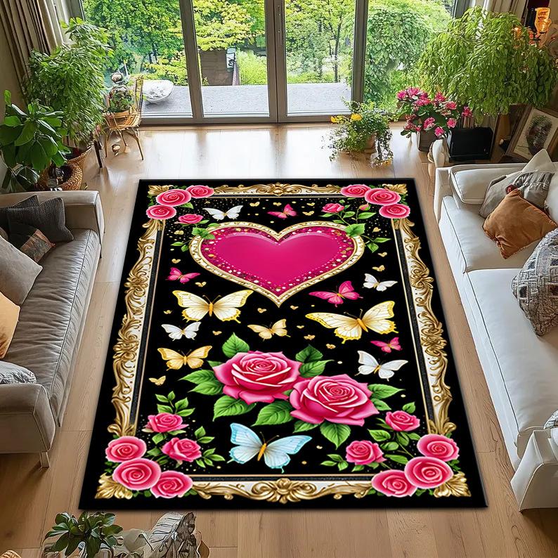 Covor imprimat de pluș, covor pentru dormitor, masă de cafea, canapea, covor rezistent la murdărie și ușor de întreținut, covor de podea