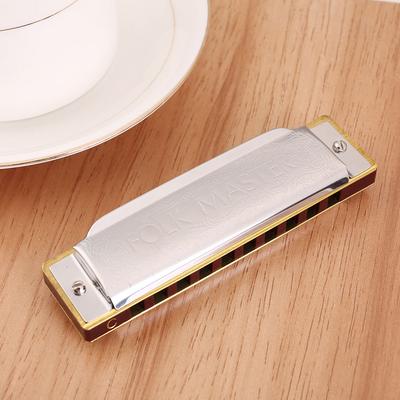 Harmonica Folk Master 1072 Standard Beginner 10 Hole 20 Tone Diatonic Key of C A D E F G 12 Tones Are Optional