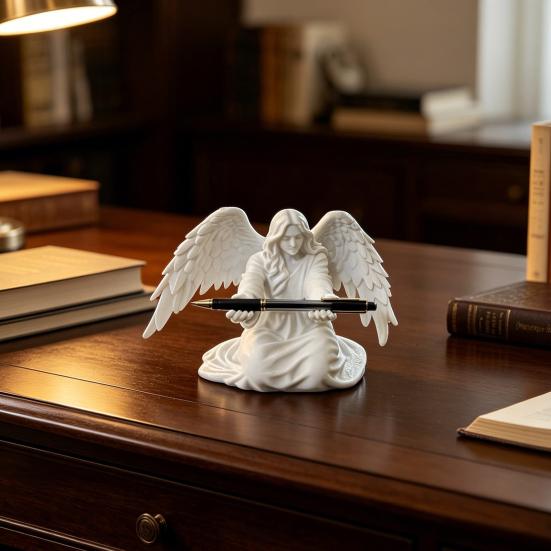 Engels-Stiftehalter für Schreibtisch 3D-gedruckte Engelsstatue Stifte-Display-Ständer Dekorativer Organizer für Zuhause Büro Schlafzimmer Wohnzimmer Schreibtischdekoration