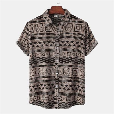 Sommer Vintage Geometrische Textur 3D-Druck Hawaiihemd Herren Kurzarm Oberteile Strand Harajuku Street Revers Bluse Männliche Kleidung