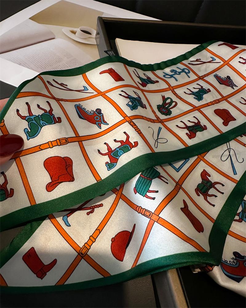 Luxury Animal Print Scarf Skinny Ribbon Hairbands Women Neck Kerchief Foulard Hair Bands Scarves Bag Handle Ribbon 147*14CM