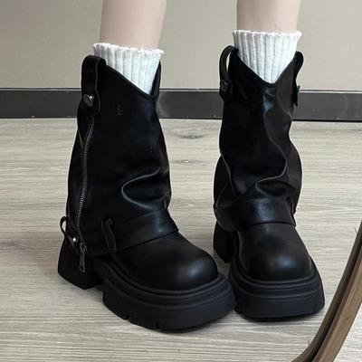 Pants Boots Spring 2025 New Item Niche Design Retro British Style Thick Soled Women's Boots