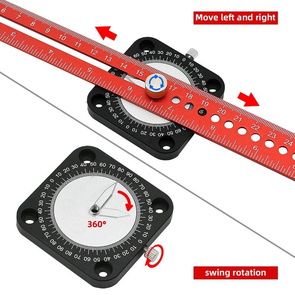 

Aluminum Compass Angle Scoring Ruler T-type DIY Measuring Tools Woodworking Scriber Marking Line 1 Pc