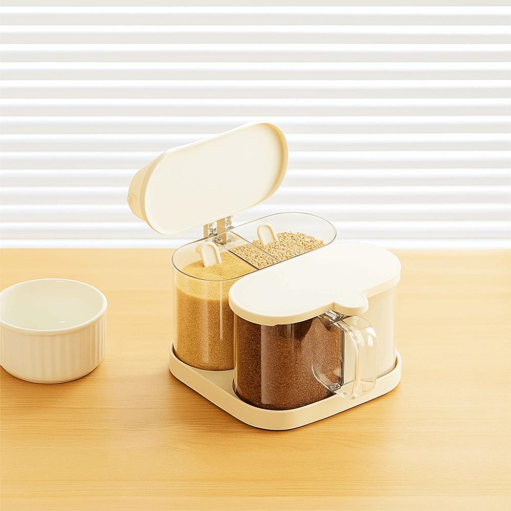 Sealed Rotatable Seasoning Box Plastic Sugar and Salt Container  Kitchen