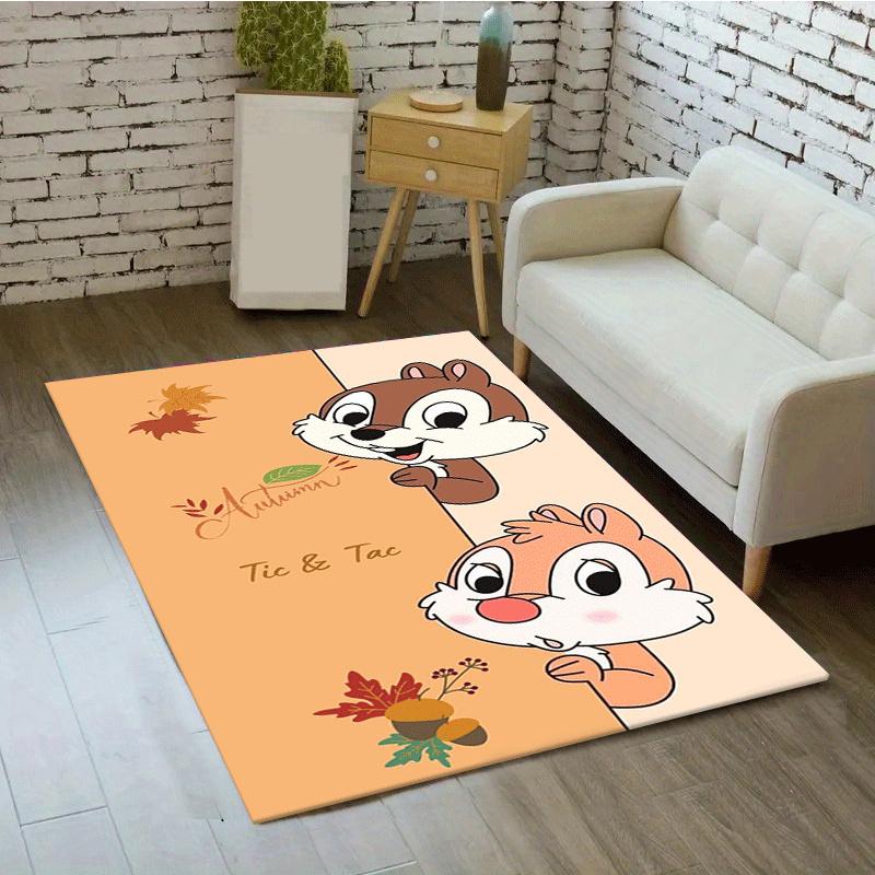 1pc Chip and Dale Pattern Area Rug Soft Flannel Floor Mat for Living Room,Office,Bedroom and Carpet