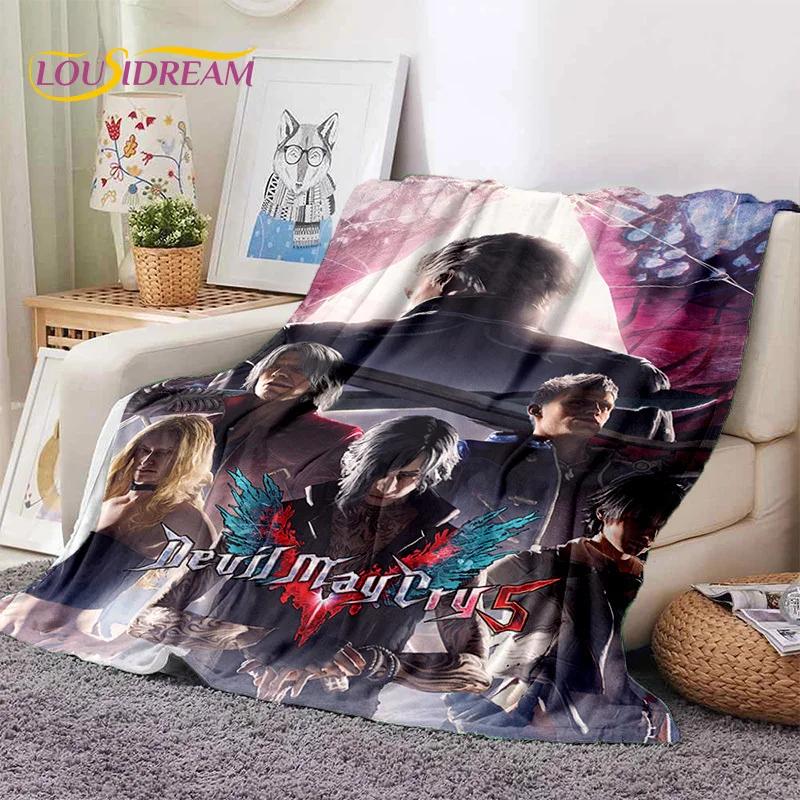 3D D-Devil May Cry DMC Game Cartoon Soft Flannel Blanket for Beds Bedroom Sofa Picnic,Throw Blanket for Outdoor Leisure Nap Gift