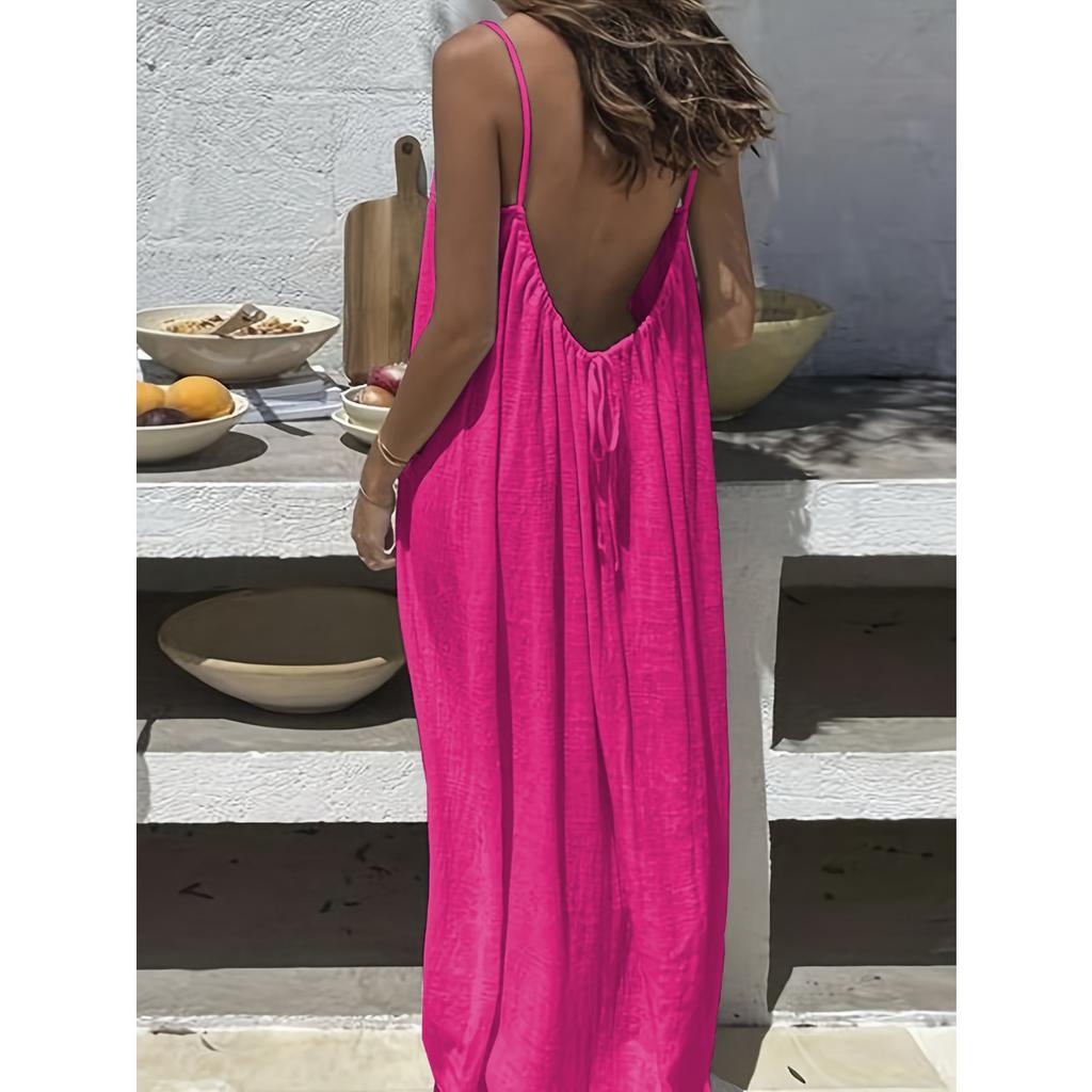 New Women's Backless Loose Long Cami Homewear Dress