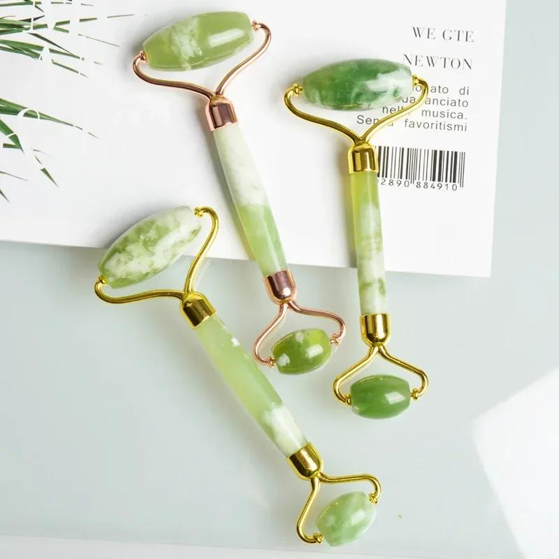 Double Heads Facial Jade Massage Roller Natural Stone Massager Neck Lift Face Massager for Facial Relaxation And Skin Care