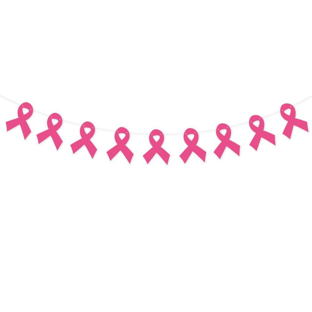 Breast Awareness Banner Decorations,Glitter  Ribbon Banner Hanging Swirls Balloons For Breast  Support Party Decor Supplies