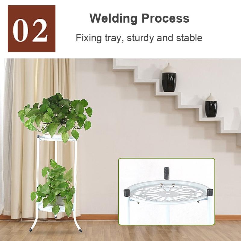 2-ярусная металлическая подставка для растений, полка, элегантный дисплей, сад, балкон, полка-подставка для цветочных горшков, держатель, домашний декор для помещений, черный/белый