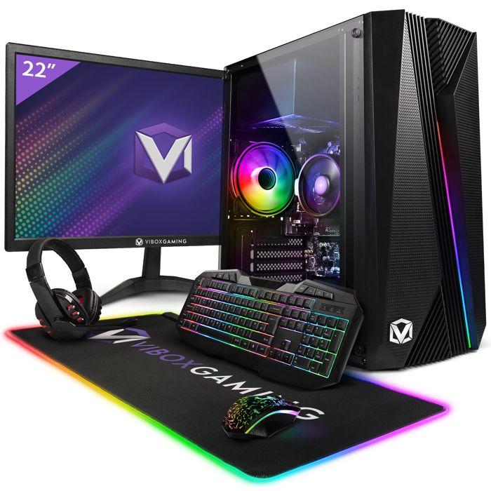 Vibox I-32 PC Gamer Complet • 22" Écran • AMD Ryzen 3 3200G • Vega 8 • 16 Go RAM • 1 To SSD • Windows 11 • WiFi 6 + Bluetooth 5.4