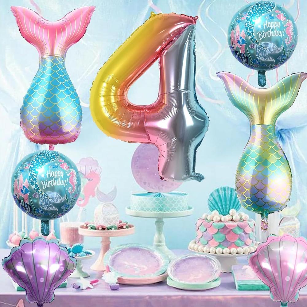 7 Stück 32 Zoll Zahlen Arielle Partyballons für 1. bis 9. Geburtstagsparty