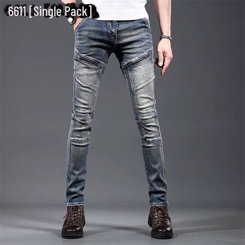 2024, primăvara europeană, blugi de motocicletă pentru bărbați, personalizați de gamă înaltă: Stil la modă frumos slim fit