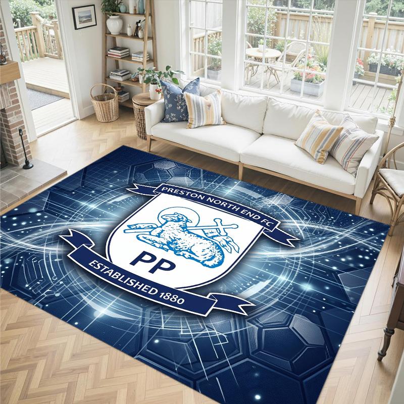 Preston North End Football Design Crystal Velvet Carpet Cozy Non?Slip Printed Rug For Bedroom Living Room Entrance