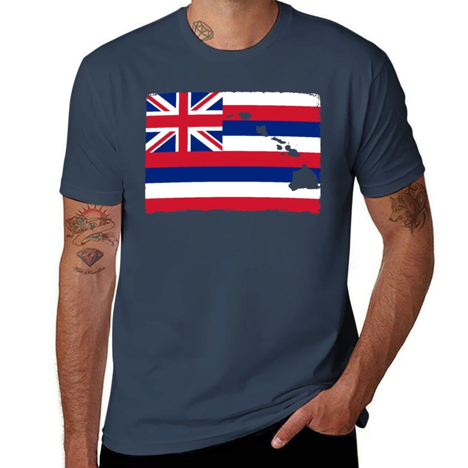 Hawaii Flag With The Hawaiian Islands By Hawaii Nei All Day Tshirt Work Daily Short Sleeve Top S