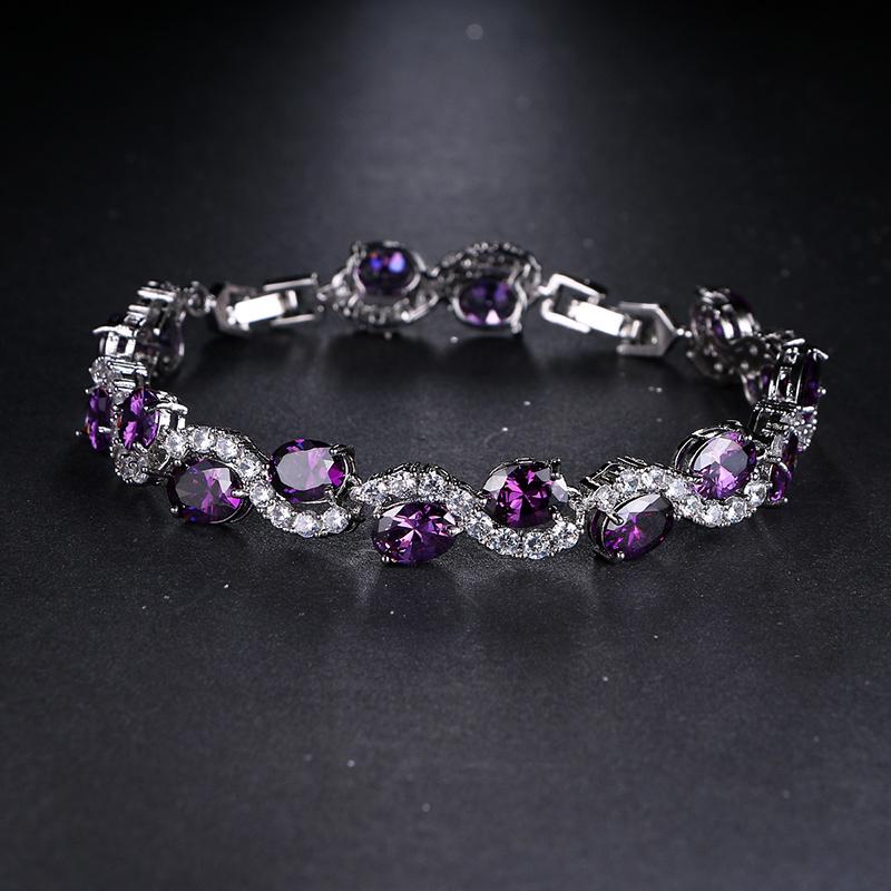 

Emmaya New Fashion Purple Zircon Bangle Bracelets Fashion New Design Wedding Jewelry for Women 18.5CM