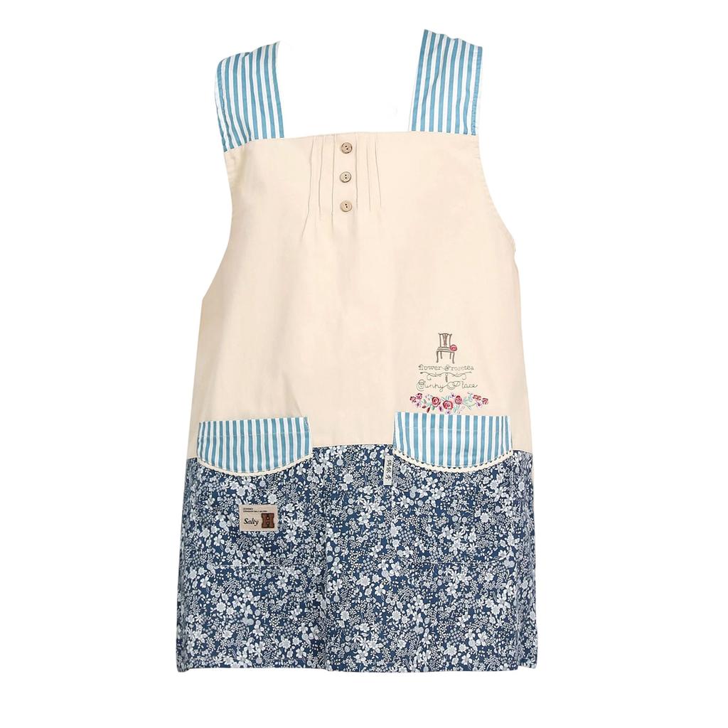 Adjustable Floral Print Cooking Apron with Pockets Stylish Tie-up Work Apron for Women Machine Washable Art Apron
