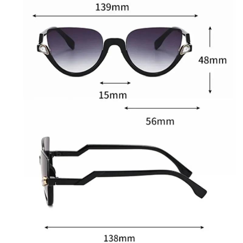 New Women's Half Frame Cat Eye Sun Glasses Women Classic Vintage Sun Glasses Summer Outdoor Travel Eyewear UV400
