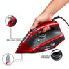 Steam Iron for Clothes 4 Level Adjustable Vertical Electric Irons Self-Cleaning Travel Portable Ironing Steamer 2500W Black/Red