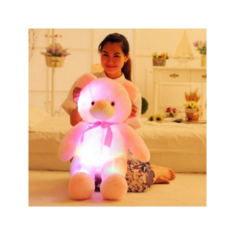 50 Cm Leuchtender LED Teddybär Geschenk Stofftiere Plüschtier Leuchtend Bunt