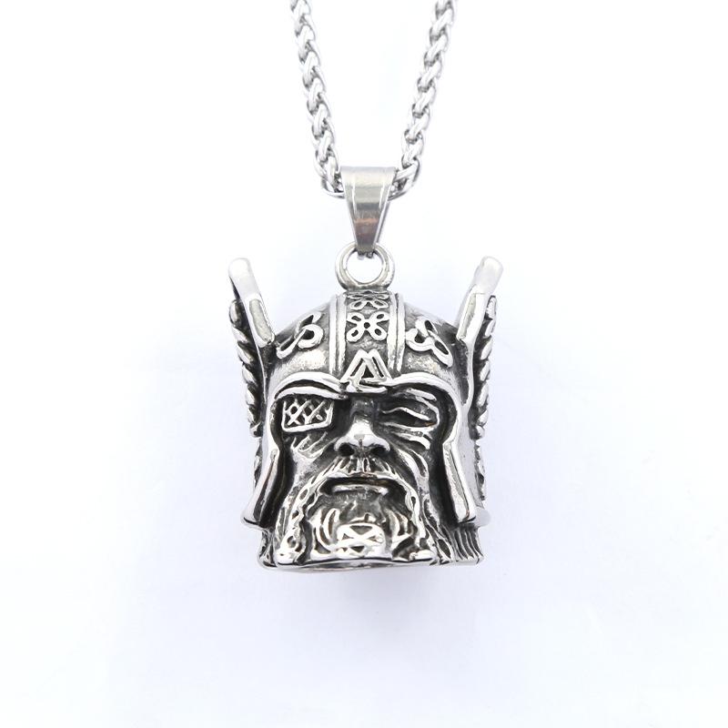 One-eyed Warrior Head One-eyed Warrior Head Pendant Men's Retro Titanium Steel Necklace