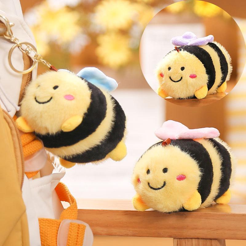 1 Piece Bag Pendant Cute Little Bee Doll Plush Toy Keychain Children'S Backpack Accessories Holiday Gifts