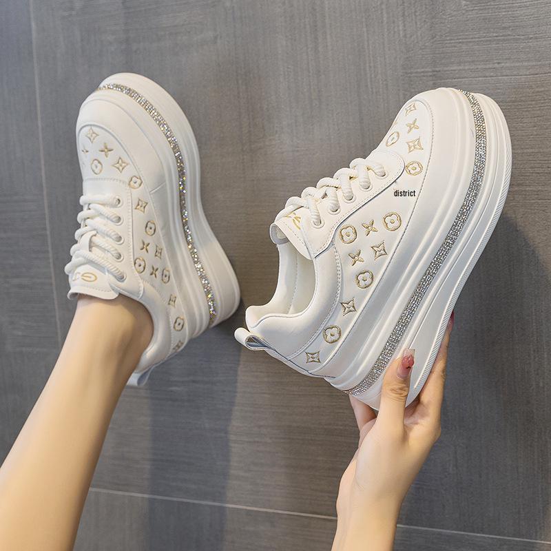 2025 Women's Genuine Leather Rhinestone Espadrilles: Versatile, Casual Spring/Autumn Sneakers