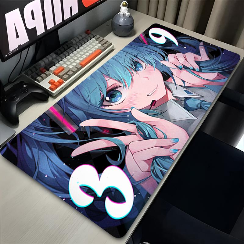 Mousepad Large Laptop Virtual Diva H-Hatsune Miku Anime Mouse Pad Office Accessories Keyboard Desk Mat Cute Girl Soft MousePads
