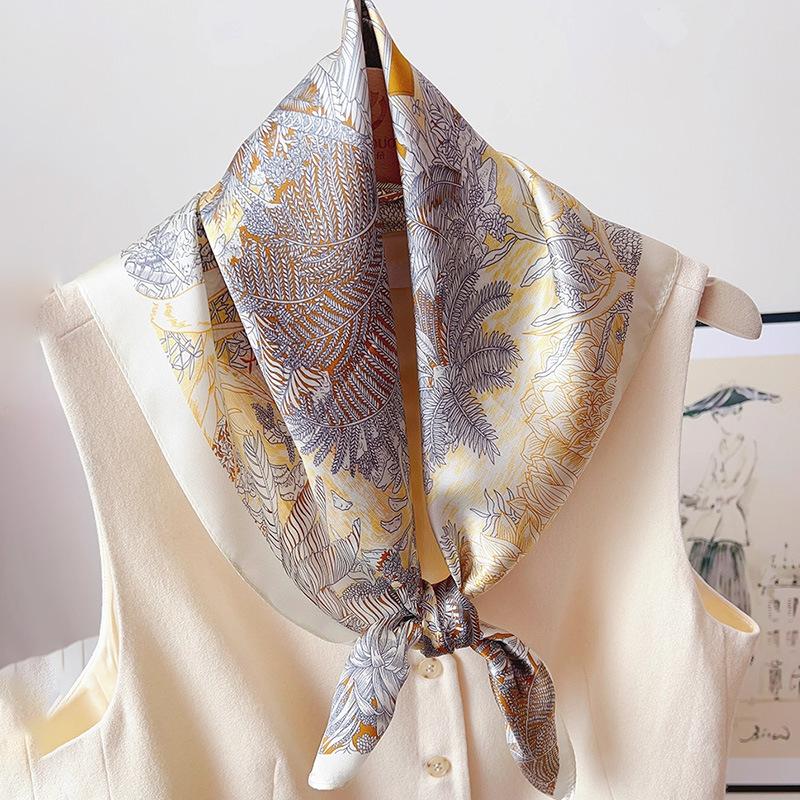 100% mulberry silk silk crepe satin surface 65 Futian square scarf women s spring summer elegant temperament high-end shawl silk scarf Standard