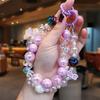 Mobile Phone Lanyard Transparent Bead Lanyard Women Fairy Crystal Wrist Crack Bead Double Chain Clip Style Anti Loss Pendant