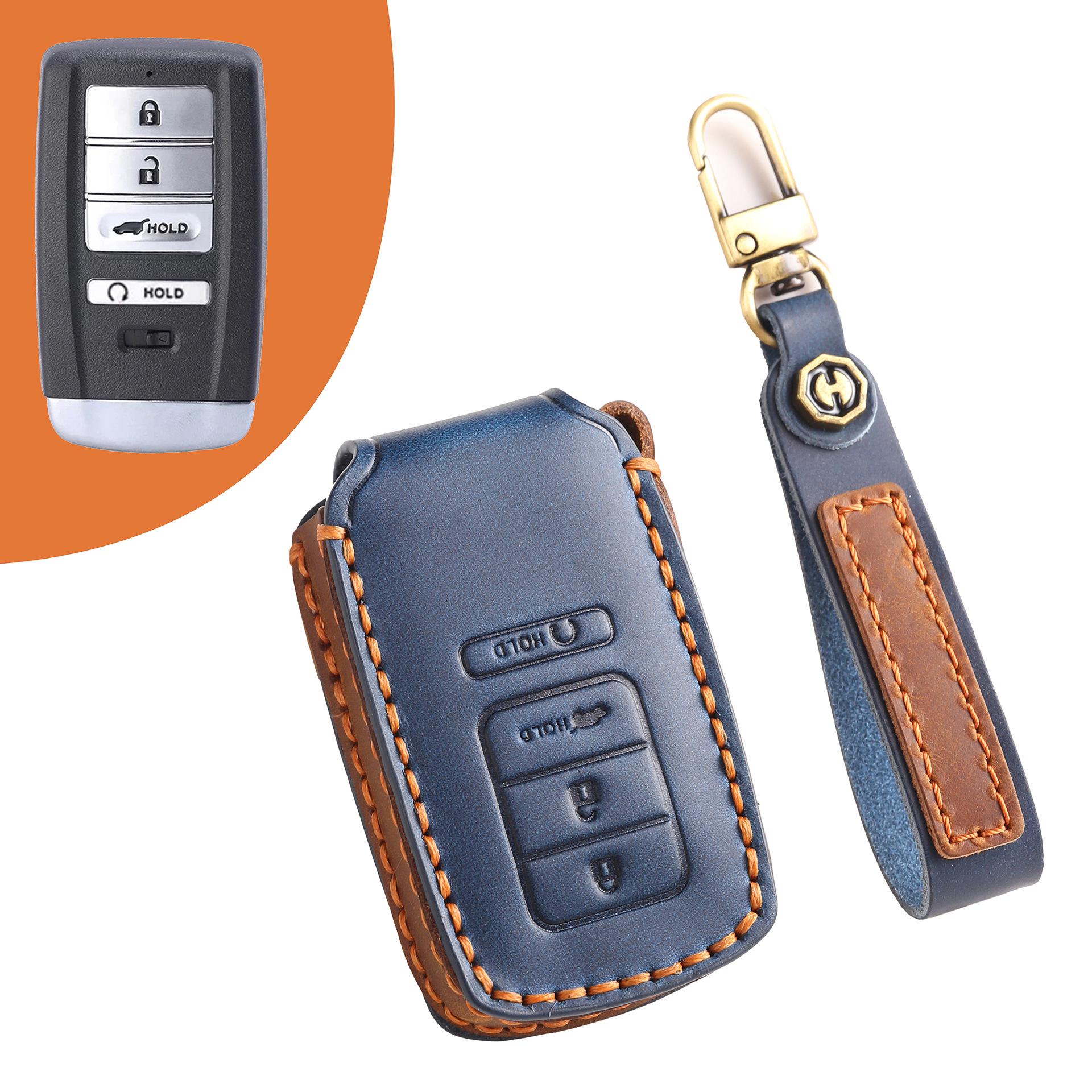 

Acura Leather Key Cover for MDX, CDX, RDX, TLX, RLX, NSX, ILX Models синий