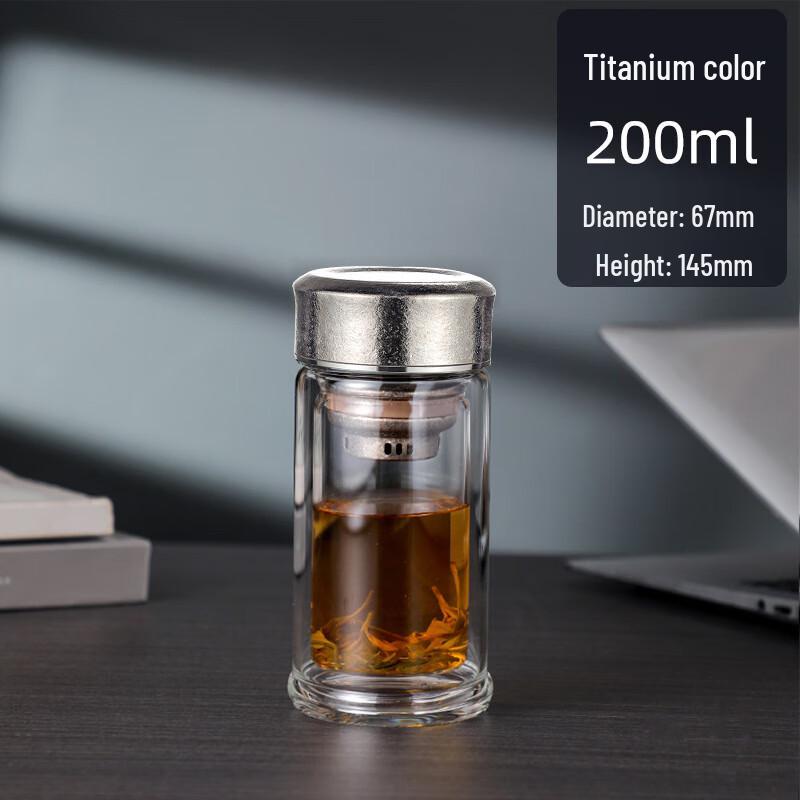 Shuixi Double Wall Glass Bottle with Titanium Lid