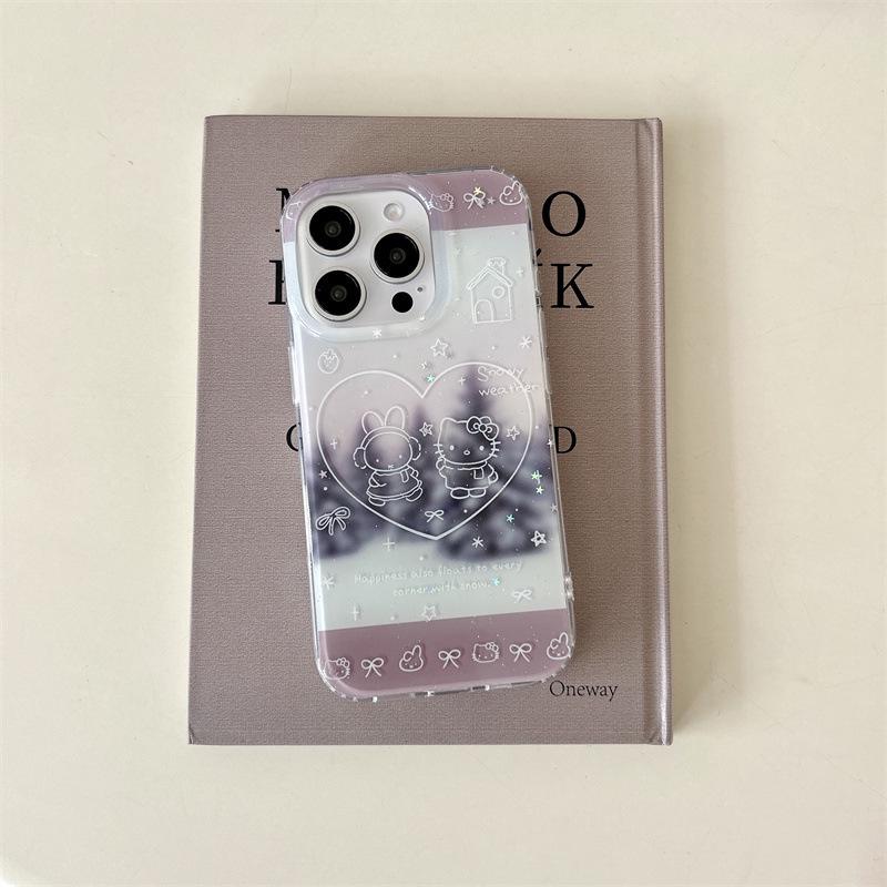 

Sequin Sunset Pine Tree Heart Rabbit Cat iPhone 17/16 Pro Max/15/14 Case 14 Pro Max