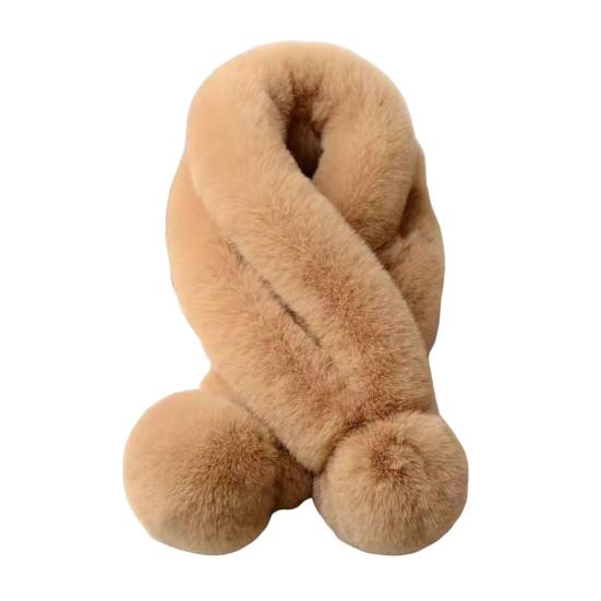 Women Winter Scarf with Wool Ball Decoration Solid Color Thickened Plush Warm Scarf Winter Outfits Accessories