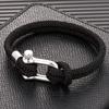 Minimalist Nautical Rope Bracelet Double Strand Stainless Steel U-Shape Shackle Buckle Survival Jewelry for Men Women