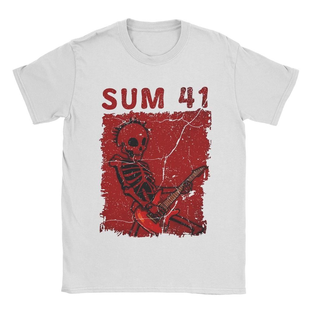 Skull Sum 41 T Shirt Men's Pure Cotton Casual T-Shirts Round Neck Tees Short Sleeve Tops Birthday Present
