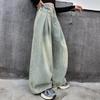 Mädchen Frühling und Herbst Hohe Taille Vintage Jeans Mittlere und Große Kinder Bequeme Drapierte Hose Mit Weitem Bein