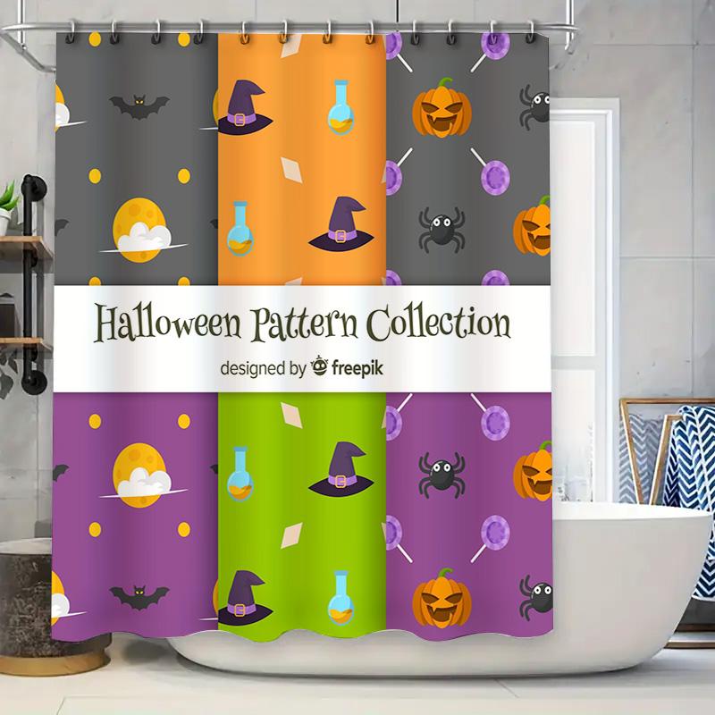 

Halloween Shower Curtain Set Pattern Collection For Bathroom Decor W60H190(CM)-1 Pcs