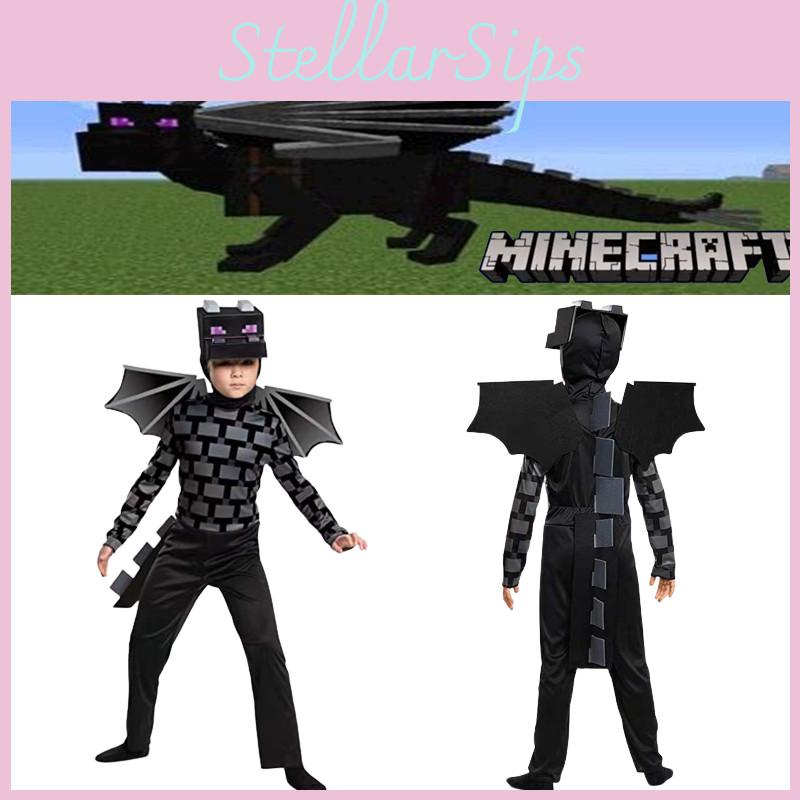 Minecraft Ender Kid Dragon Cosplay Jumpsuit Mask Party Fancy Gifts Halloween