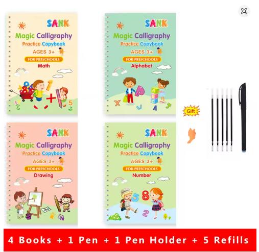 

Ручка для волшебной тетради для практики письма Sank Дошкольники Дети Каллиграфия Английская версия Легко стираемая Детская многоразовая книга для письма