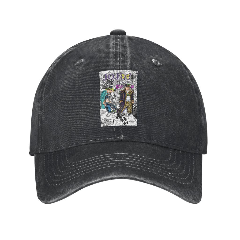 JoJos Bizarre Adventure Japanese Unisexga Anime Washed Denim Cap Casual Baseball Caps Adjustable Hat Summer Unisex Baseball Hats