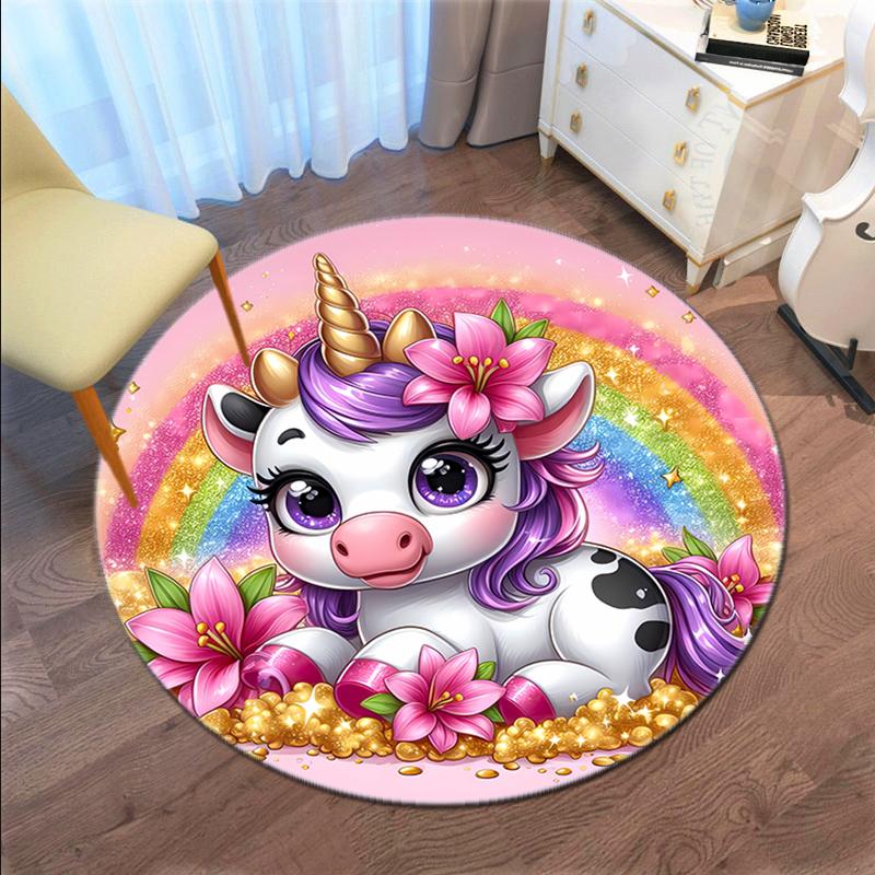 1PC cute cartoon unicorn Pattern printed Carpet Rug for Living Room Bedroom Home Sofa Decoration,Non-slip Floor Mat Floor mat