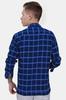 Downriver Blue and White Twill Checkered Premium Cotton Designer Overshirt